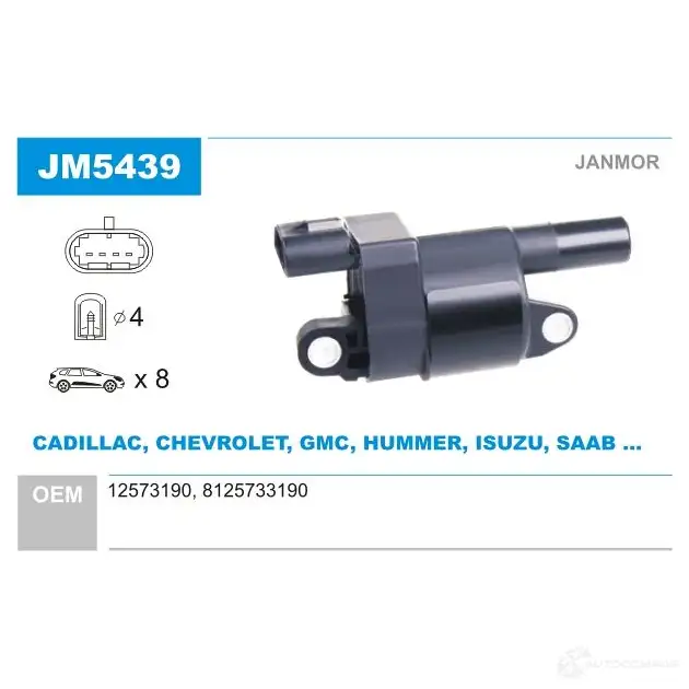 Катушка зажигания JANMOR jm5439 5902925216313 2817819 5CM YS