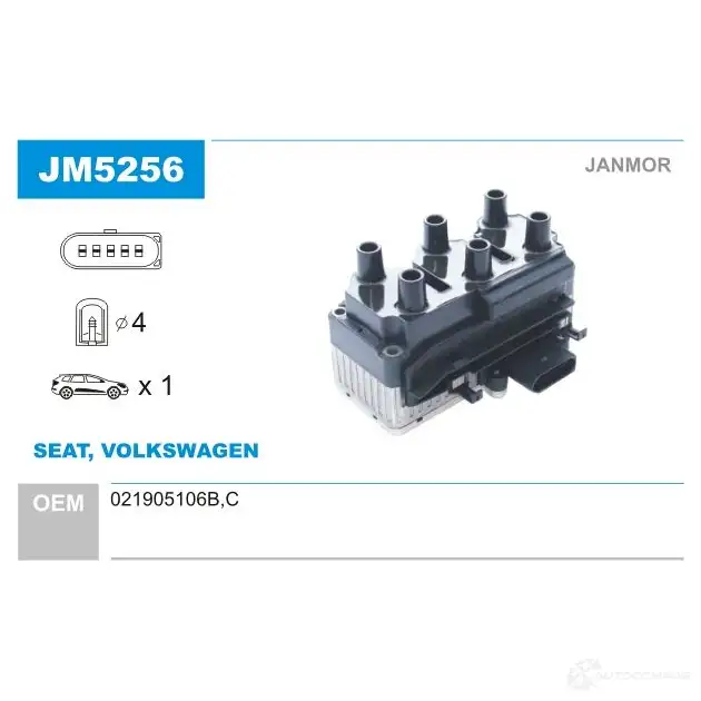 Катушка зажигания JANMOR jm5256 2817647 5902925207838 NBKHG S