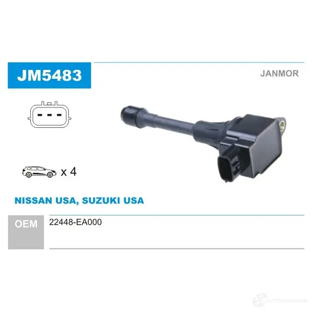 Катушка зажигания JANMOR 755883706 5902925216755 jm5483 7 MSLKLY изображение 0