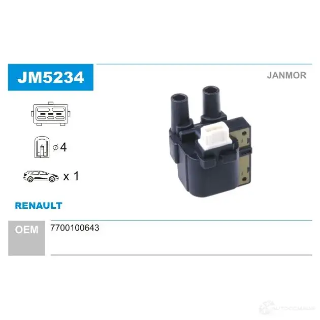 Катушка зажигания JANMOR 2817625 YCV5 X0 jm5234 5902925207616
