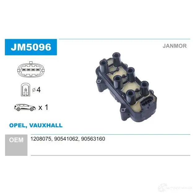 Катушка зажигания JANMOR 5902925205230 jm5096 2817489 ZK 7QZY2 изображение 0