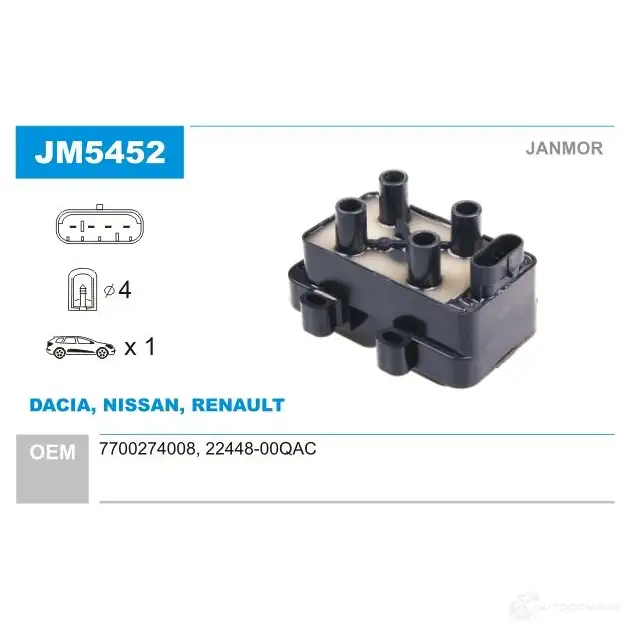 Катушка зажигания JANMOR 5902925216441 jm5452 GN8 5SYD 2817831