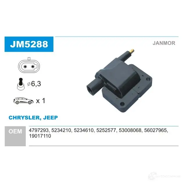 Катушка зажигания JANMOR 6 378HL 5902925208156 2817679 jm5288
