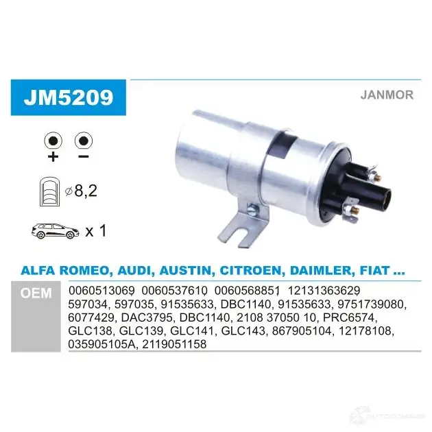 Катушка зажигания JANMOR 2817600 5902925212092 jm5209 MQY VBNV изображение 0