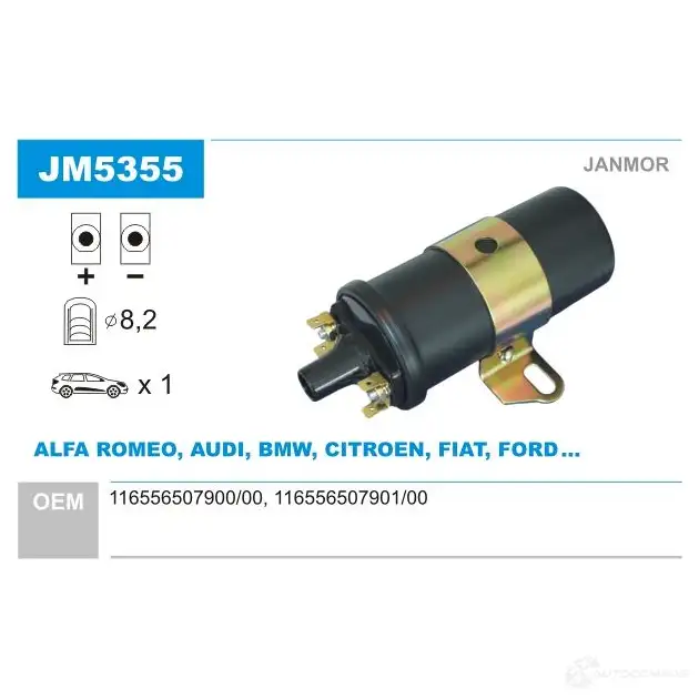 Катушка зажигания JANMOR jm5355 2817740 VX6 KKD 5902925209375