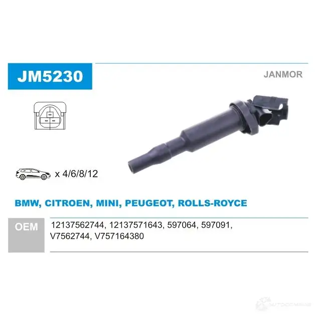Катушка зажигания JANMOR 1CFO R 5902925207579 2817621 jm5230