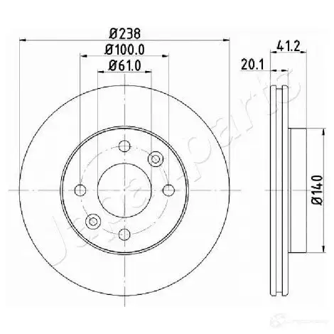 Тормозной диск JAPANPARTS 1437487614 di0708 399J H6J