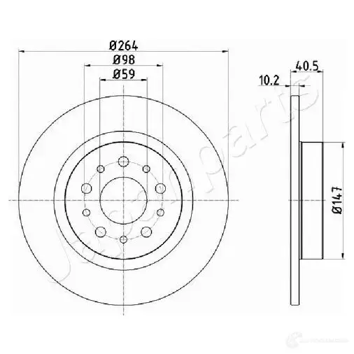 Тормозной диск JAPANPARTS 1437488510 dp0212 TT 0F8 изображение 0