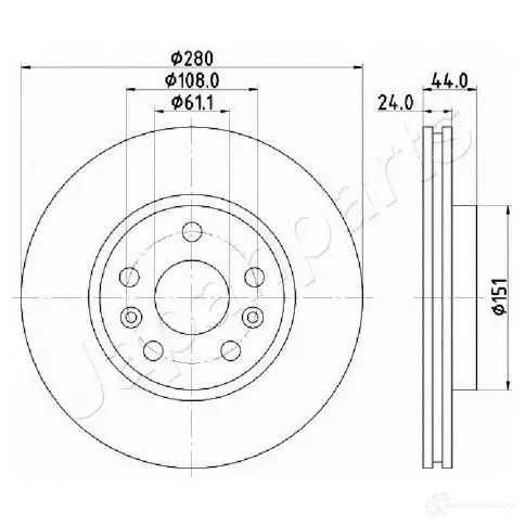 Тормозной диск JAPANPARTS VP4N MP 1437514786 di0716 изображение 0