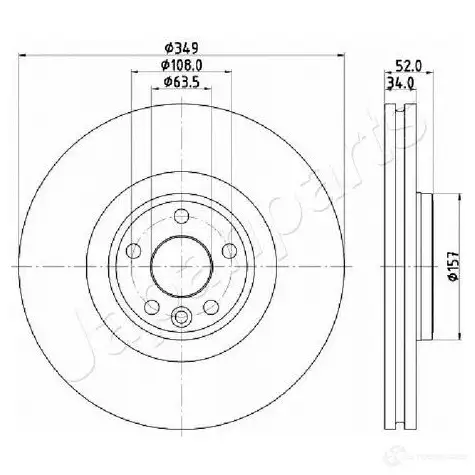 Тормозной диск JAPANPARTS 8033001789812 HP 498L dph12 1481894 изображение 1