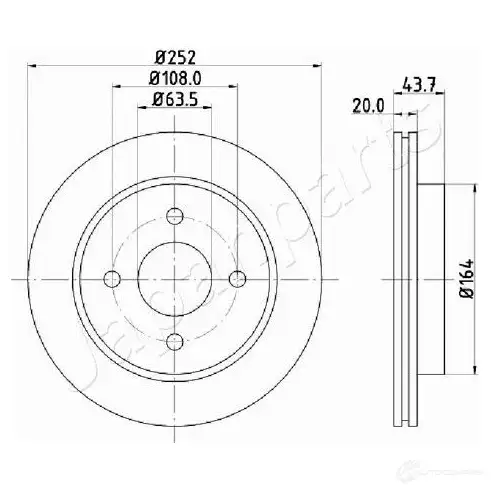 Тормозной диск JAPANPARTS 2WZAM Q4 1437511600 dp0308