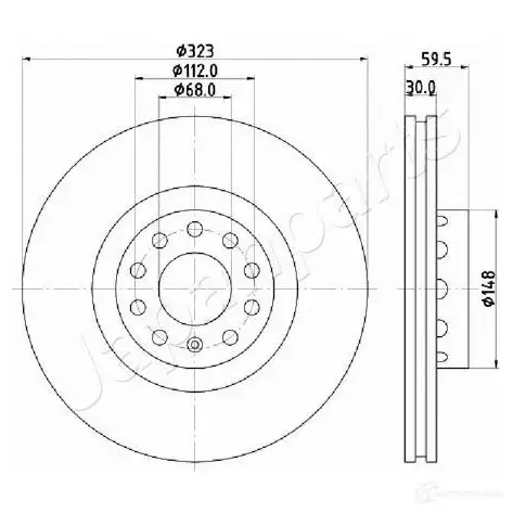 Тормозной диск JAPANPARTS di2010 1481146 N8 39E 8033001448047 - Изображение 1