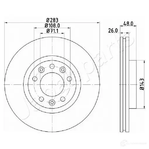 Тормозной диск JAPANPARTS 1437514231 2Q XWWV0 di0634 изображение 0