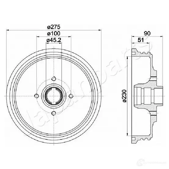 Тормозной барабан JAPANPARTS 1437474779 ta0908 7 36Y9
