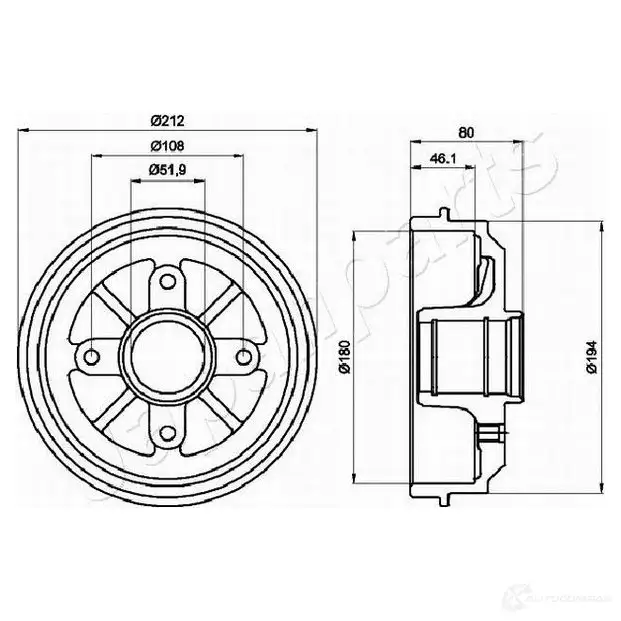 Тормозной барабан JAPANPARTS 1437474589 ta0608 HPE HI изображение 0