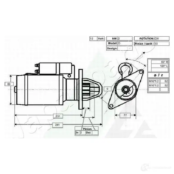 Стартер JAPANPARTS mtc952 MTC 952 WRHT8RA 1491639 изображение 3