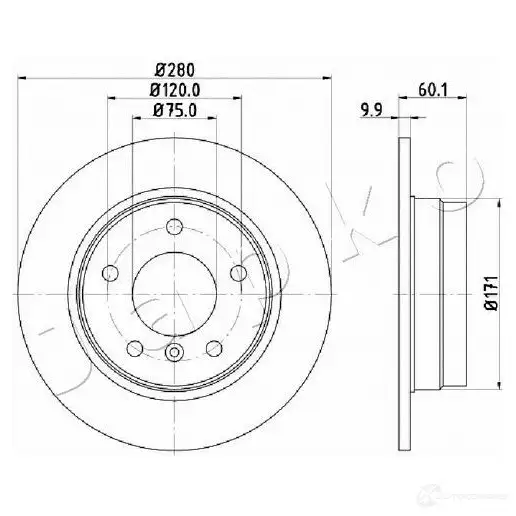 Тормозной диск JAPKO 1438335980 9 50XLBL 610107