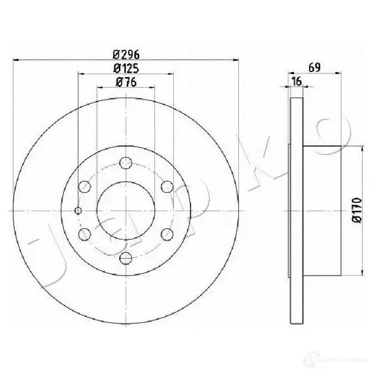 Тормозной диск JAPKO 1438336694 IQPL U 610225 изображение 0