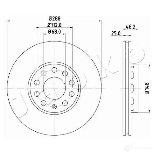 Тормозной диск JAPKO 1438336868 0Q8 DXT8 600910 изображение 0