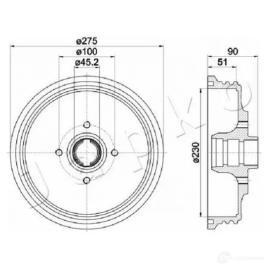 Тормозной барабан JAPKO 560908 E ZFH3 1438361159