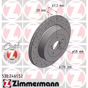 Тормозной диск ZIMMERMANN D4V38 7C 530.2461.52 907174 T9YTP3 изображение 0