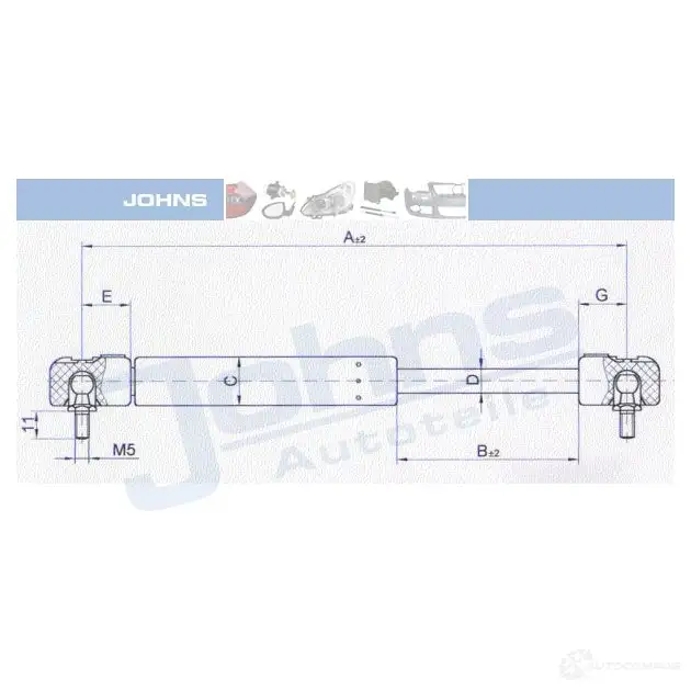 Амортизатор багажника, упор задней двери JOHNS 30169592 20 VIA 1342459 изображение 0