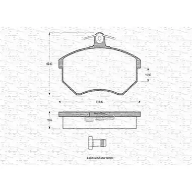 Тормозные колодки, дисковые, комплект MAGNETI MARELLI 2 0669 1036339 363702160198 BP0198 изображение 0