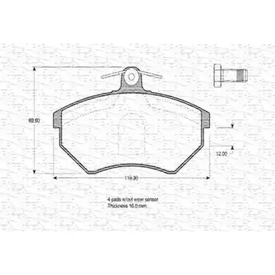 Тормозные колодки, дисковые, комплект MAGNETI MARELLI 1036375 2016 8 20901 363702160273 изображение 0