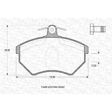 Тормозные колодки, дисковые, комплект MAGNETI MARELLI 2 0168 363702160274 1036376 BP0274 изображение 0