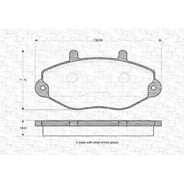 Тормозные колодки, дисковые, комплект MAGNETI MARELLI 363702160552 BP0552 1036494 21 469