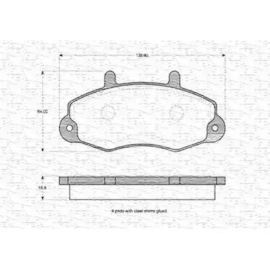 Тормозные колодки, дисковые, комплект MAGNETI MARELLI BP0553 363702160553 2 1470 1036495