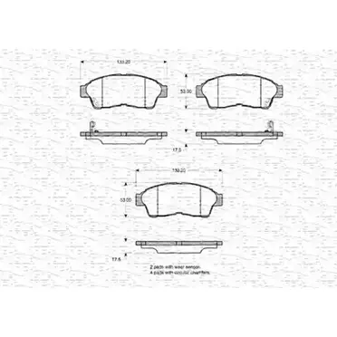 Тормозные колодки, дисковые, комплект MAGNETI MARELLI OOM3UTO BP 0781 363702160781 1036601 изображение 0