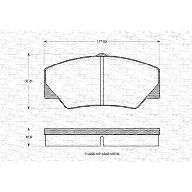 Тормозные колодки, дисковые, комплект MAGNETI MARELLI B P0800 363702160800 SF0VB 1036609 изображение 0