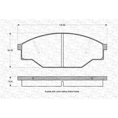 Тормозные колодки, дисковые, комплект MAGNETI MARELLI 1036611 363702160802 211 58 BP0802 изображение 0