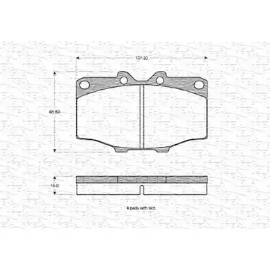 Тормозные колодки, дисковые, комплект MAGNETI MARELLI 2056 6 1036612 20852 363702160803 изображение 0