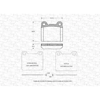 Тормозные колодки, дисковые, комплект MAGNETI MARELLI 2075 5 BP0827 363702160827 1036624 изображение 0
