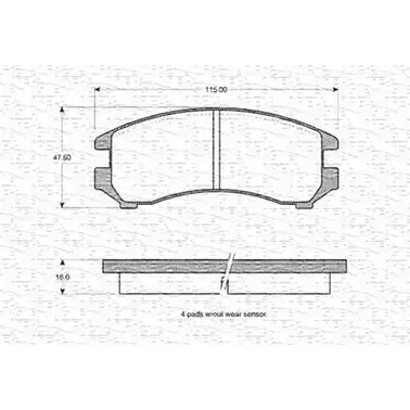 Тормозные колодки, дисковые, комплект MAGNETI MARELLI 1036642 BP0886 21 344 363702160886 изображение 0