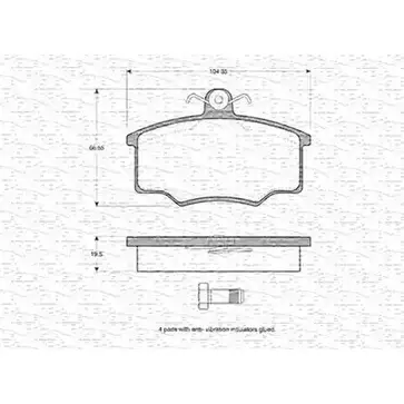 Тормозные колодки, дисковые, комплект MAGNETI MARELLI 1036666 363702160947 2057 4 BP0947 изображение 0