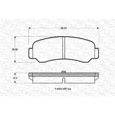 Тормозные колодки, дисковые, комплект MAGNETI MARELLI 1036680 363702160989 BP0989 210 46 изображение 0