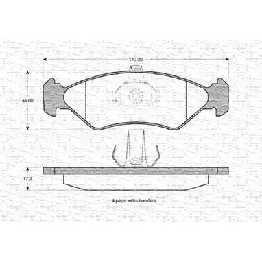 Тормозные колодки, дисковые, комплект MAGNETI MARELLI 21203 21 202 363702160991 1036681 изображение 0