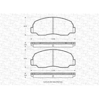 Тормозные колодки, дисковые, комплект MAGNETI MARELLI 2124 3 1036687 363702161003 BP1003 изображение 0