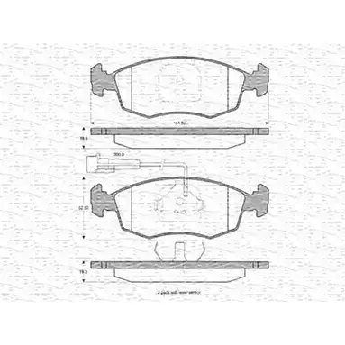 Тормозные колодки, дисковые, комплект MAGNETI MARELLI 1036695 363702161019 X7G8YGL B P1019 изображение 0