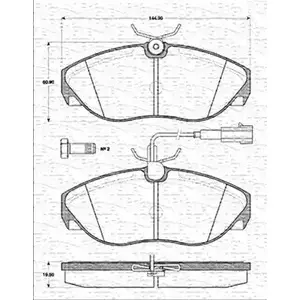 Тормозные колодки, дисковые, комплект MAGNETI MARELLI 236 02 1036836 BP1196 363702161196