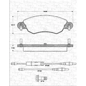 Тормозные колодки, дисковые, комплект MAGNETI MARELLI AD9NW 1036861 363702161226 BP1 226 изображение 0
