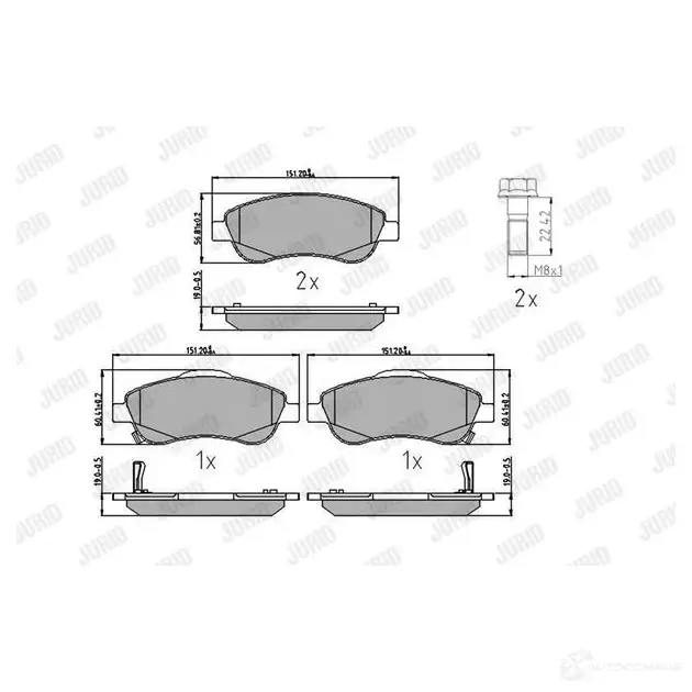 Тормозные колодки, комплект JURID 19SSBZW 572605j 571494 572 605 - Изображение 1