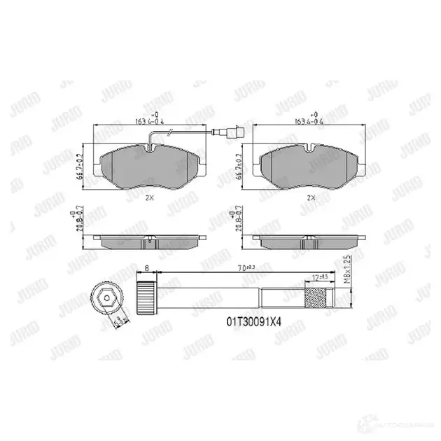 Тормозные колодки, комплект JURID 2922909561 29 229 567061 0HUC23I - Изображение 1