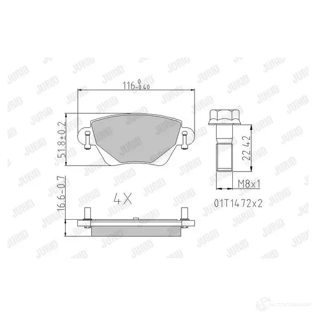 Тормозные колодки, комплект JURID 573320j 57332 0 572036 S4PGV0 изображение 0