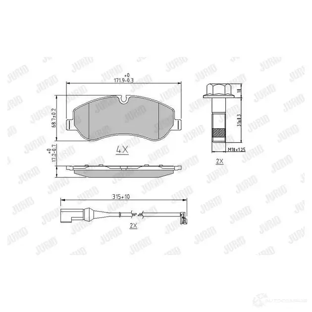 Тормозные колодки, комплект JURID 573690J 256 02 1193610446 573690j изображение 0