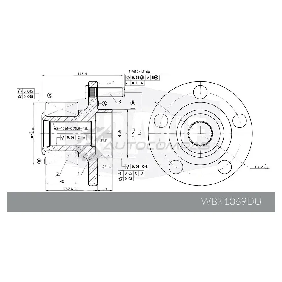 Ступица в сборе с подшипником KRAUF 78 XZ7YC 1440702568 WBK1069DU изображение 6