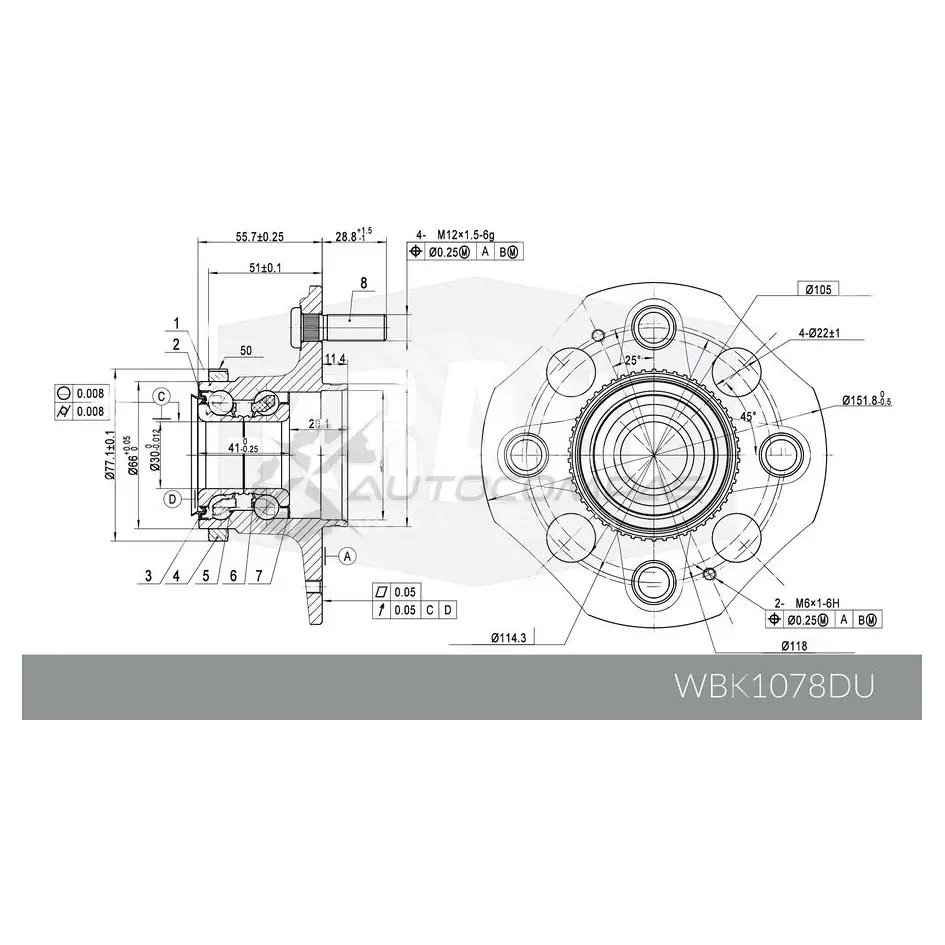 Ступица в сборе с подшипником KRAUF AXF KEB 1440663906 WBK1078DU изображение 6